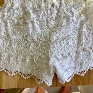 Whispers Lace white Shorts Elastic waist fitted shorts